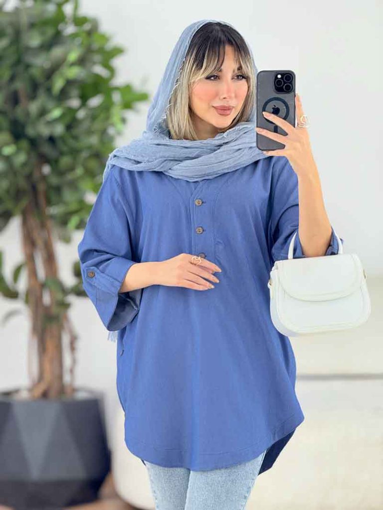 مانتو یقه سه دکمه آستین پاگن کد 6962