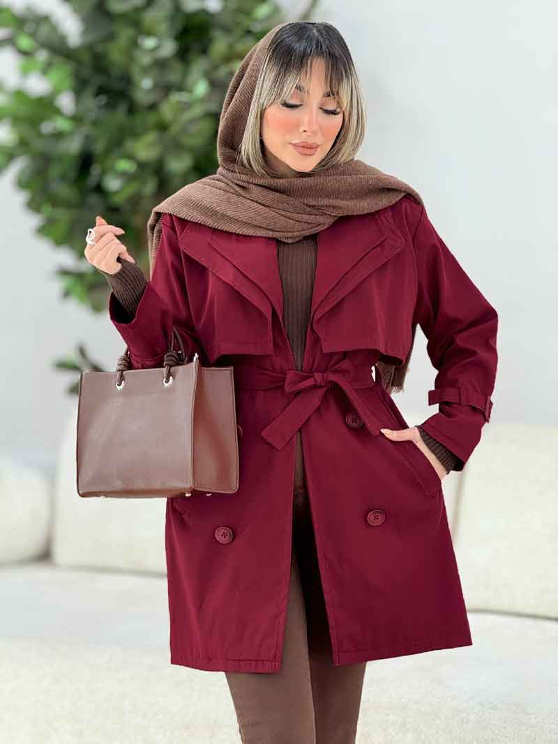 بارانی یقه دوبل ژیله دار کد 7144 بارانی یقه دوبل ژیله دار کد 7144