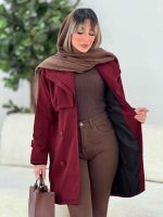 بارانی یقه دوبل ژیله دار کد 7144 - تصویر 7