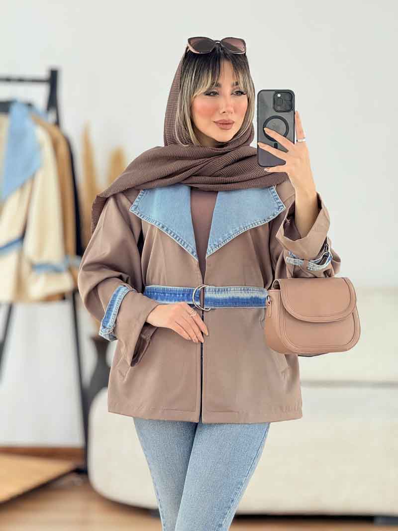 مانتو ترکیبی آستین سگک کد 6290