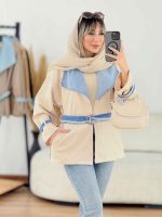 مانتو ترکیبی آستین سگک کد 6290 - تصویر 2