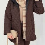 کاپشن کلاه دار لوزی دوزی کد 7652