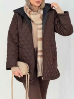 کاپشن کلاه دار لوزی دوزی کد 7652