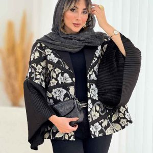 مانتو ترکیبی آستین پلیسه کد 4608