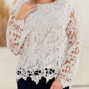 بلوز دانتل آستین بلند کد 4617
