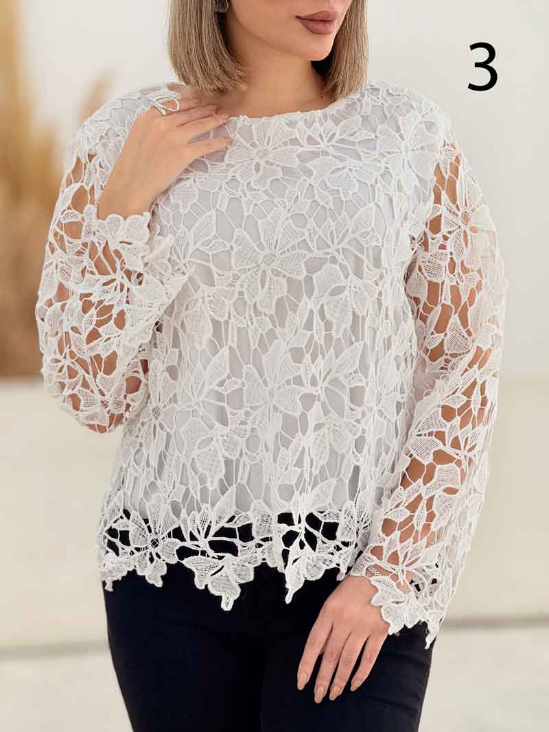 بلوز دانتل آستین بلند کد 4617