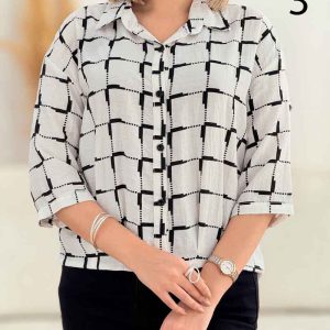 شومیز جلو دکمه آستین کوتاه کد 4863