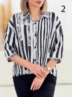 شومیز جلو دکمه آستین کوتاه کد 4863 - تصویر 4