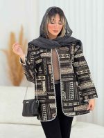 مانتو طرح دار مروارید دوزی کد 7636 - تصویر 2