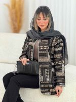 مانتو طرح دار مروارید دوزی کد 7636 - تصویر 23