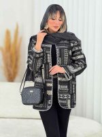 مانتو طرح دار مروارید دوزی کد 7636 - تصویر 24