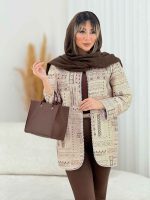 مانتو طرح دار مروارید دوزی کد 7636 - تصویر 8