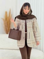 مانتو طرح دار مروارید دوزی کد 7636 - تصویر 6