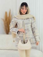 مانتو طرح دار مروارید دوزی کد 7636 - تصویر 5