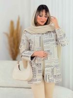 مانتو طرح دار مروارید دوزی کد 7636 - تصویر 17