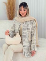 مانتو طرح دار مروارید دوزی کد 7636 - تصویر 10