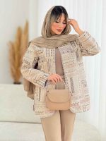 مانتو طرح دار مروارید دوزی کد 7636