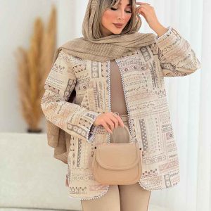 مانتو طرح دار مروارید دوزی کد 7636