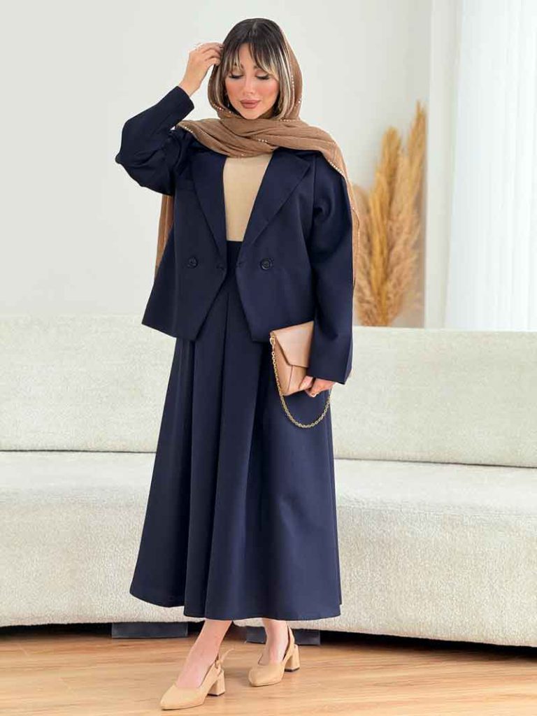 ست کت دو دکمه و دامن کد 7658