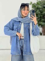 مانتو جین دو جیب پاکتی بغل سه دکمه کد 7639 - تصویر 2