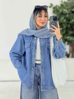 مانتو جین دو جیب پاکتی بغل سه دکمه کد 7639 - تصویر 9