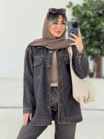 مانتو جین دو جیب پاکتی بغل سه دکمه کد 7639 - تصویر 11