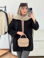 مانتو کتان سر جیب دو دکمه کد 7649 - تصویر 3
