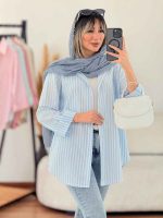 مانتو راه راه آستین پاگن کد 7667