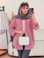 مانتو راه راه آستین پاگن کد 7667 - تصویر 4