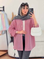 مانتو راه راه آستین پاگن کد 7667 - تصویر 10