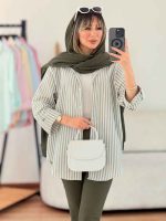 مانتو راه راه آستین پاگن کد 7667 - تصویر 15