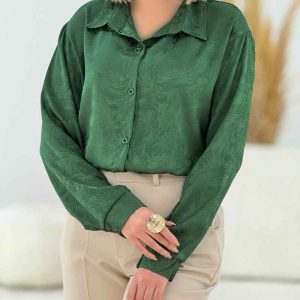 شومیز ساتن طرح دار کد 7687