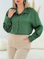 شومیز ساتن طرح دار کد 7687 - تصویر 4