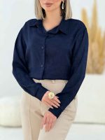 شومیز ساتن طرح دار کد 7687 - تصویر 3