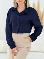 شومیز ساتن طرح دار کد 7687 - تصویر 6