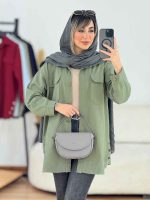 مانتو کتان جیب پاکتی بغل سه دکمه کد 7637 - تصویر 20