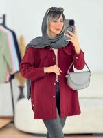 مانتو کتان جیب پاکتی بغل سه دکمه کد 7637 - تصویر 5