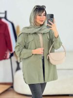 مانتو کتان جیب پاکتی بغل سه دکمه کد 7637 - تصویر 29