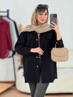 مانتو کتان جیب پاکتی بغل سه دکمه کد 7637 - تصویر 4