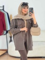 مانتو کتان جیب پاکتی بغل سه دکمه کد 7637 - تصویر 22
