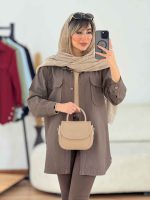 مانتو کتان جیب پاکتی بغل سه دکمه کد 7637 - تصویر 19
