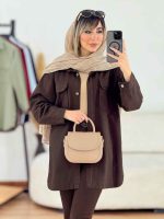 مانتو کتان جیب پاکتی بغل سه دکمه کد 7637 - تصویر 15