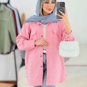 مانتو کتان جیب پاکتی بغل سه دکمه کد 7637