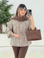 مانتو کمرگت دکمه مخفی کد 7696 - تصویر 2