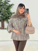 مانتو کمرگت دکمه مخفی کد 7696 - تصویر 15