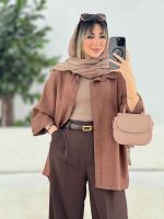 مانتو دکمه مخفی طرح دار کد 7686 - تصویر 2