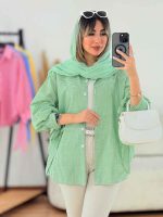 شومیز چهارخونه آستین بند کد 7718 - تصویر 10