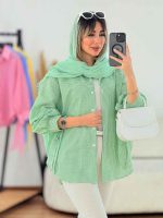 شومیز چهارخونه آستین بند کد 7718 - تصویر 3