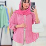 شومیز چهارخونه آستین بند کد 7718