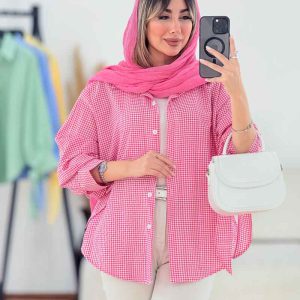 شومیز چهارخونه آستین بند کد 7718